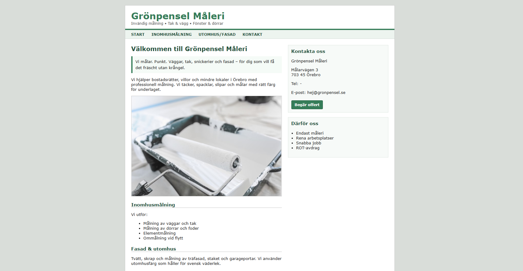 Gammal webbdesign - Före